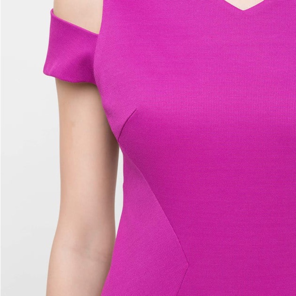 ZAC POSEN Sheath Pink Cut-Out Lined V-Neck - Picture 5 of 6